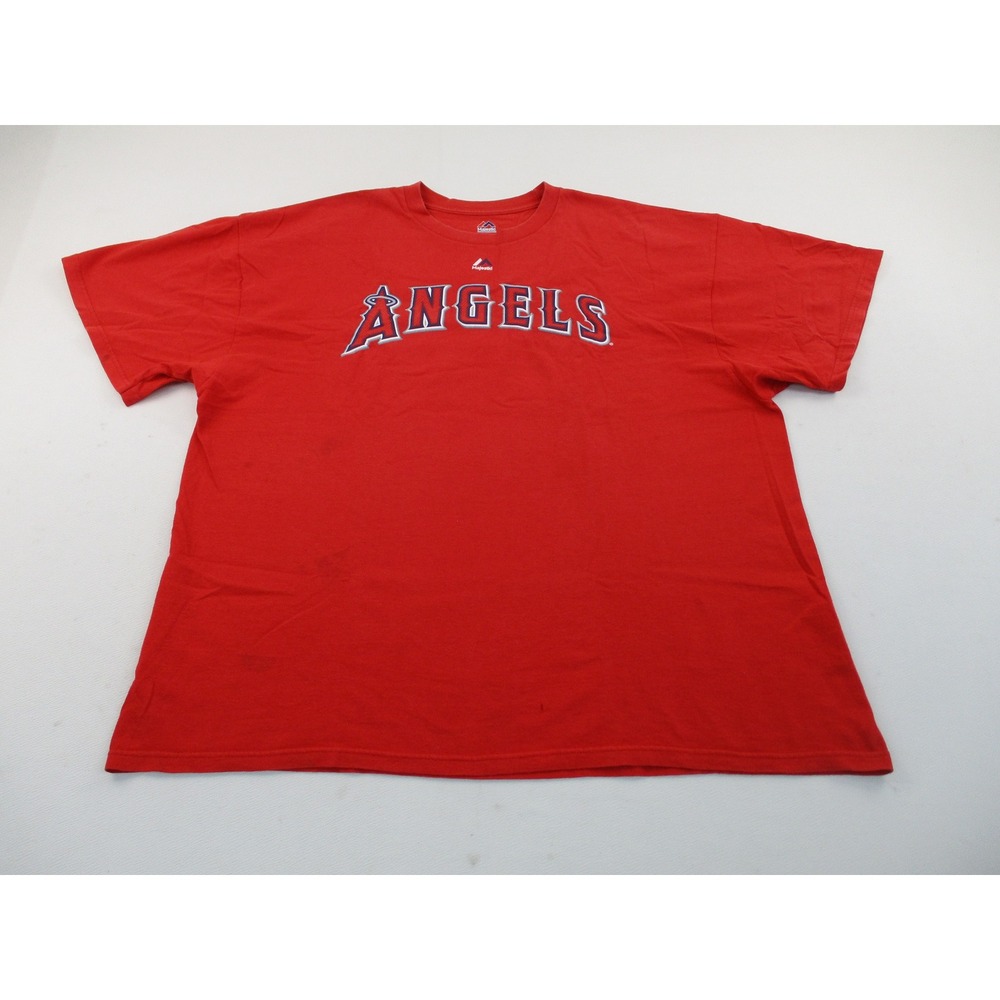Majestic Shirt Mens 2XL Red Los Angeles Angels MLB Mike Trout